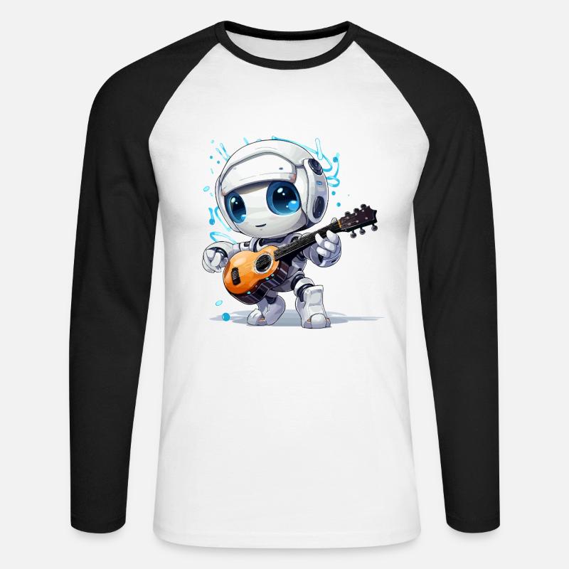 Der Roboter-Virtuose - Unisex Baseballshirt langarm - Weiß/Schwarz