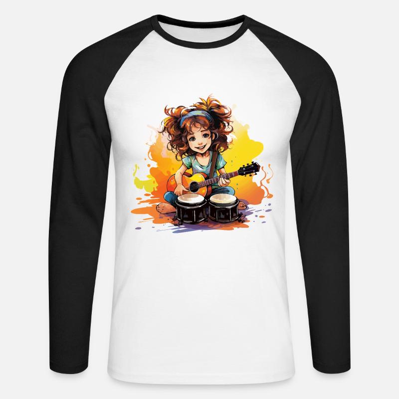 The Rhythmic Bongo Player - Unisex Long Sleeve Baseball T-Shirt - white/black