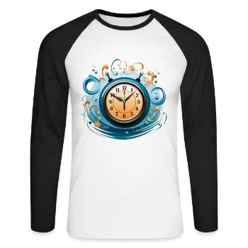 Le chronomètre rythmique - T-shirt baseball manches longues Homme - blanc/noir - Devant - Nik (191cm)