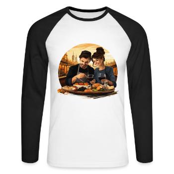 La Symphonie Épicurienne - T-shirt baseball manches longues Homme - blanc/noir - Devant - Nik (191cm)