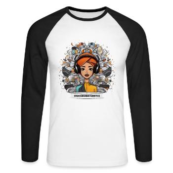 La voix des introvertis - T-shirt baseball manches longues Homme - blanc/noir - Devant - Nik (191cm)