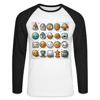 La Demeure des Geeks - T-shirt baseball manches longues Homme - blanc/noir - Devant - Nik (191cm)