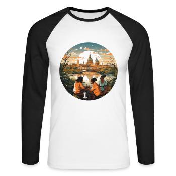 The Urban Adventurer - Unisex Long Sleeve Baseball T-Shirt - white/black - Front - Nik (191cm)
