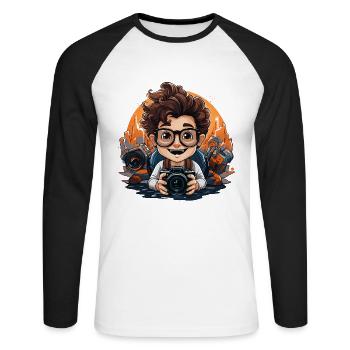 Brush Masters : Apprenez auprès d’artistes de renom - T-shirt baseball manches longues Homme - blanc/noir - Devant - Nik (191cm)