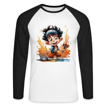 Creative Critique Circle : Commentaires sur l’art pour Hobbyis - T-shirt baseball manches longues Homme - blanc/noir - Devant - Nik (191cm)