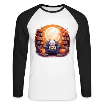 Literary Haven - Unisex Long Sleeve Baseball T-Shirt - white/black - Front - Nik (191cm)