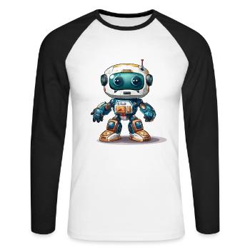 Robo Revival - Unisex Long Sleeve Baseball T-Shirt - white/black - Front - Nik (191cm)