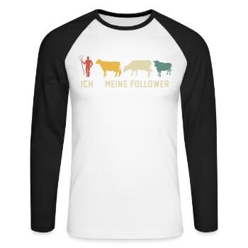 Ich Meine Follower Kühe Kuh - Unisex Baseballshirt langarm - Weiß/Schwarz - Vorne - Nik (191cm)
