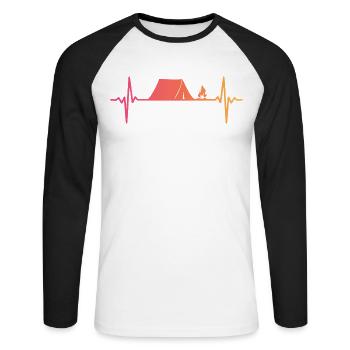 Camping Tent Sunset Heartbeat Tent - Unisex Long Sleeve Baseball T-Shirt - white/black - Front - Nik (191cm)