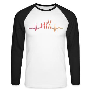Sunset Heartbeat Gärtner Pflanzkübel - Unisex Baseballshirt langarm - Weiß/Schwarz - Vorne - Nik (191cm)