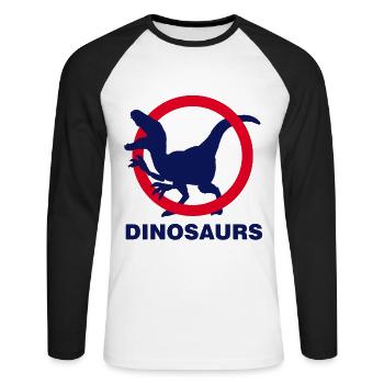 Dinosaurier - Unisex Baseballshirt langarm - Weiß/Schwarz - Vorne - Nik (191cm)