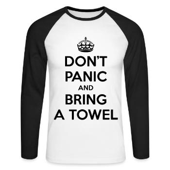 Don't panic and bring a towel (Keep Calm) - Unisex Long Sleeve Baseball T-Shirt - white/black - Front - Nik (191cm)