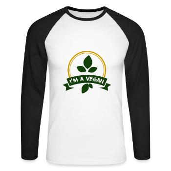 Je suis végétalien ... je suis végétalien - T-shirt baseball manches longues Homme - blanc/noir - Devant - Nik (191cm)