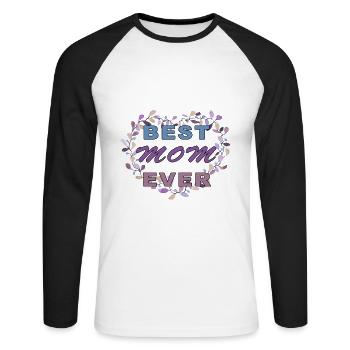 Fête des mères - T-shirt baseball manches longues Homme - blanc/noir - Devant - Nik (191cm)