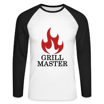 Grill Master - Grill Chef - T-shirt baseball manches longues Homme - blanc/noir - Devant - Nik (191cm)