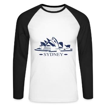 australia sydney- Australien sydney - Unisex Baseballshirt langarm - Weiß/Schwarz - Vorne - Nik (191cm)