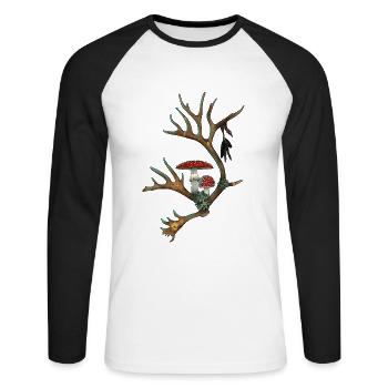 Shamanic Soul - Unisex Long Sleeve Baseball T-Shirt - white/black - Front - Nik (191cm)