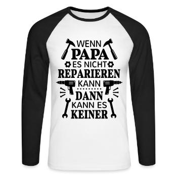Papa nicht reparieren kann Werkzeug Maulschlüssel - Unisex Baseballshirt langarm - Weiß/Schwarz - Vorne - Nik (191cm)