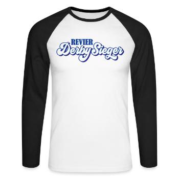 Farben änderbar | Revier Derbysieger - Unisex Baseballshirt langarm - Weiß/Schwarz - Vorne - Nik (191cm)