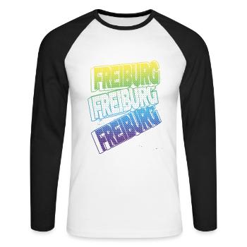 Freiburg Germany City Font Skyline Home - Unisex Long Sleeve Baseball T-Shirt - white/black - Front - Nik (191cm)