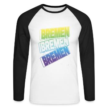 Brême Allemagne City Font Skyline Accueil - T-shirt baseball manches longues Homme - blanc/noir - Devant - Nik (191cm)