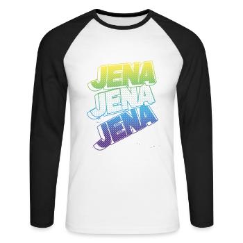 Jena Allemagne City Font Skyline Accueil - T-shirt baseball manches longues Homme - blanc/noir - Devant - Nik (191cm)