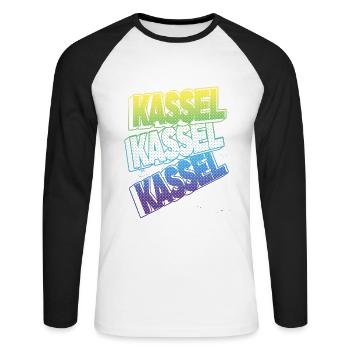 Kassel Germany City Font Skyline Home - Unisex Long Sleeve Baseball T-Shirt - white/black - Front - Nik (191cm)