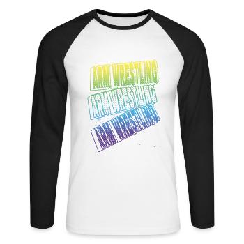 Arm Wrestling Arm Wrestling Wrestler Power Strong - Unisex Long Sleeve Baseball T-Shirt - white/black - Front - Nik (191cm)