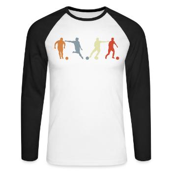 Soccer Player Drawing - Unisex Long Sleeve Baseball T-Shirt - white/black - Front - Nik (191cm)