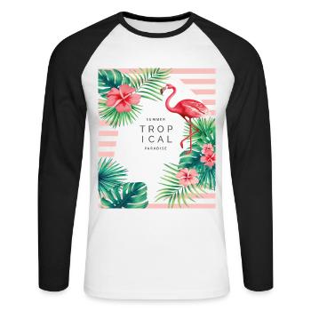 SUMMER - T-shirt baseball manches longues Homme - blanc/noir - Devant - Nik (191cm)