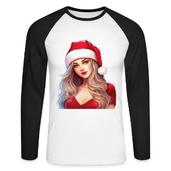 Sexy Weihnachtsfrau Weihnachten Ugly Christmas - Unisex Baseballshirt langarm - Weiß/Schwarz - Vorne - Nik (191cm)