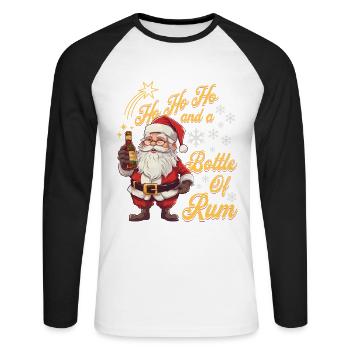 Père Noël bouteille rhum alcool liqueur Cheers - T-shirt baseball manches longues Homme - blanc/noir - Devant - Nik (191cm)