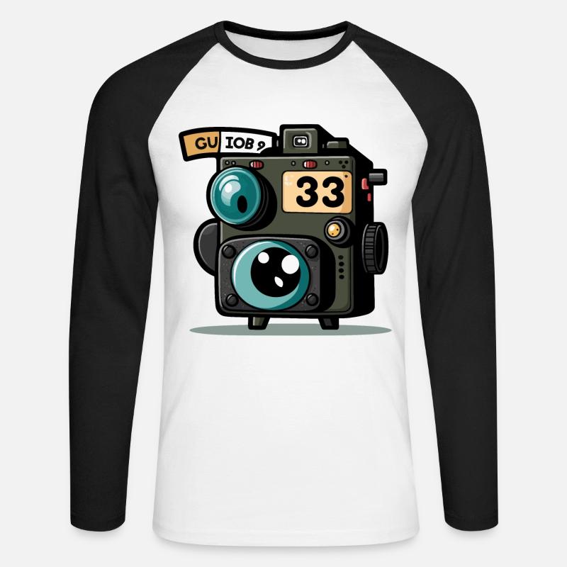 Der Shutterbug - Unisex Baseballshirt langarm - Weiß/Schwarz