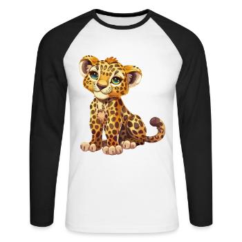 Léopard Bébé Enfant Grand Chat Nature Nature Nature Safari - T-shirt baseball manches longues Homme - blanc/noir - Devant - Nik (191cm)