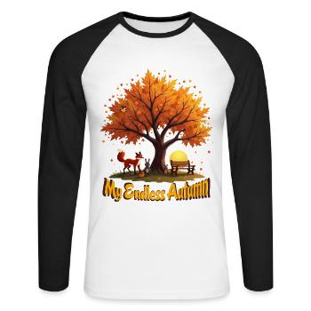 My Endless Autumn - Unisex Long Sleeve Baseball T-Shirt - white/black - Front - Nik (191cm)
