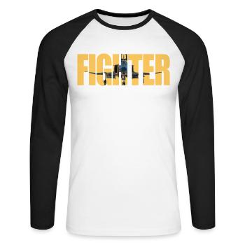 Fighter F-4 Phantom - Unisex Baseballshirt langarm - Weiß/Schwarz - Vorne - Nik (191cm)