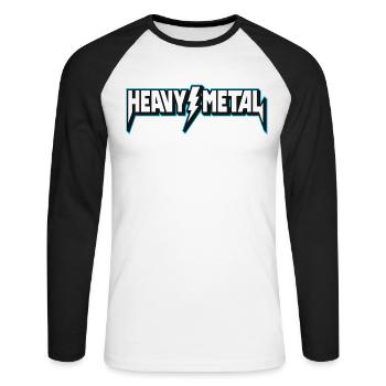 Heavy Metal Lightning Logo T-Shirt - Unisex Baseballshirt langarm - Weiß/Schwarz - Vorne - Nik (191cm)
