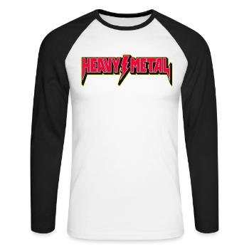Emblème Heavy Metal avec Éclair - T-shirt baseball manches longues Homme - blanc/noir - Devant - Nik (191cm)