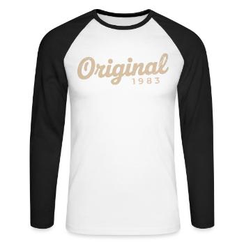 1983 Birthday Gift | Born in 1983 - Unisex Long Sleeve Baseball T-Shirt - white/black - Front - Nik (191cm)