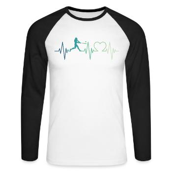 Baseball Battement de coeur de Joueur De Baseball - T-shirt baseball manches longues Homme - blanc/noir - Devant - Nik (191cm)