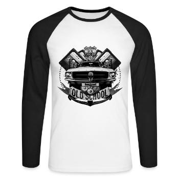Old school - T-shirt baseball manches longues Homme - blanc/noir - Devant - Nik (191cm)
