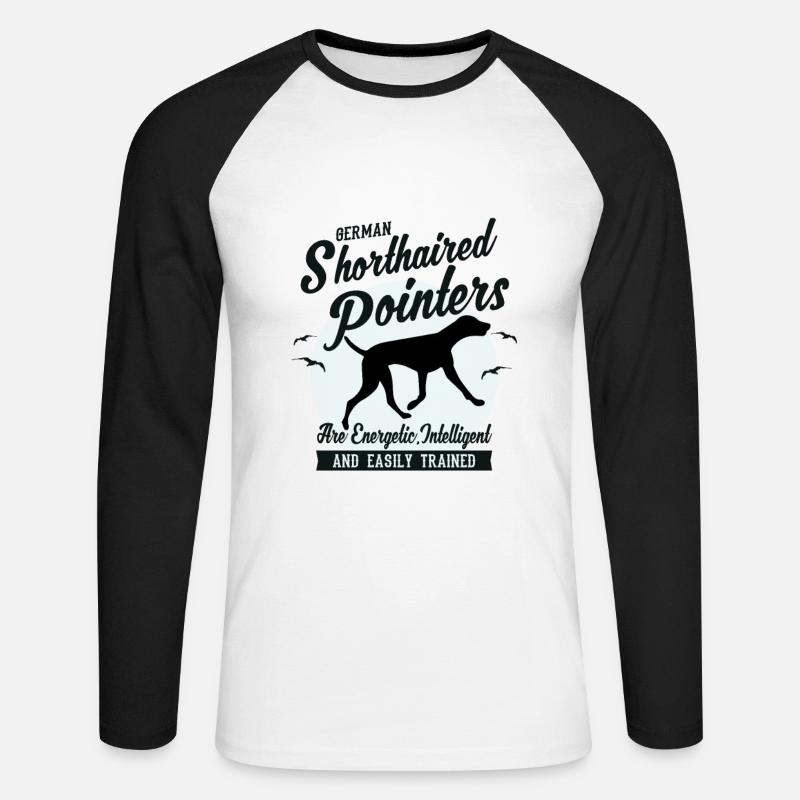 Pointer Hunderasse - Unisex Baseballshirt langarm - Weiß/Schwarz