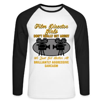Réalisatrice - Réalisatrice Filles - T-shirt baseball manches longues Homme - blanc/noir - Devant - Nik (191cm)