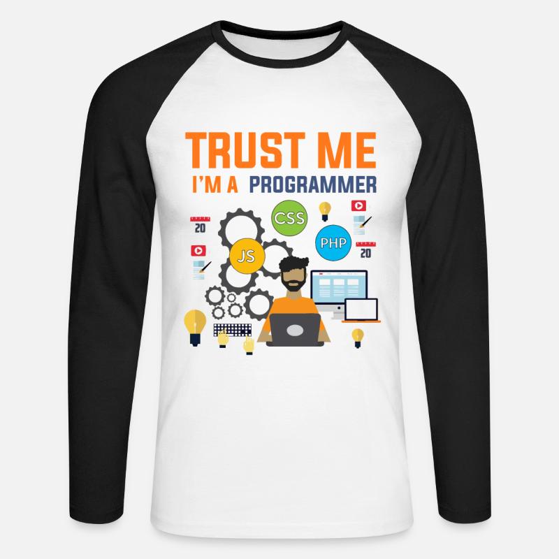 Programmer developer computer scientist gift - Unisex Long Sleeve Baseball T-Shirt - white/black