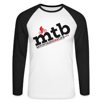 Mountain Bike Biker MTB Bike Gift - Unisex Long Sleeve Baseball T-Shirt - white/black - Front - Nik (191cm)