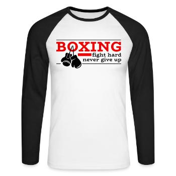 Boxer Boxing Boxen Boxsport Kampfsport Geschenk - Unisex Baseballshirt langarm - Weiß/Schwarz - Vorne - Nik (191cm)