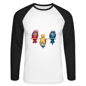 Soyez différent contre le cadeau d'oiseau LGBT actuel - T-shirt baseball manches longues Homme - blanc/noir - Devant - Nik (191cm)