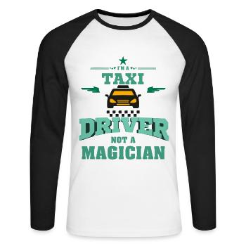 Taxi Driver Taxi Driver Gift Idea - Unisex Long Sleeve Baseball T-Shirt - white/black - Front - Nik (191cm)
