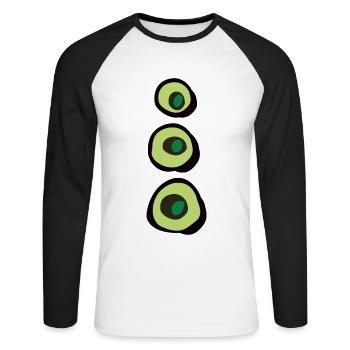 Tentakel Spiel Game Adventure Shirt grün - Unisex Baseballshirt langarm - Weiß/Schwarz - Vorne - Nik (191cm)