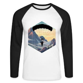 skydiving lovers and parachuting fans - T-shirt baseball manches longues Homme - blanc/noir - Devant - Nik (191cm)